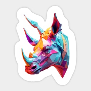 Colourful neon rhino head Sticker